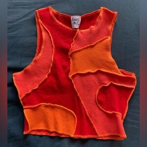 Princess Polly Red and Orange Patchwork Tank Top